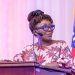 Minister for Tourism, Culture and Creative Arts Abla Dzifa Gomashie speaking at a lectern