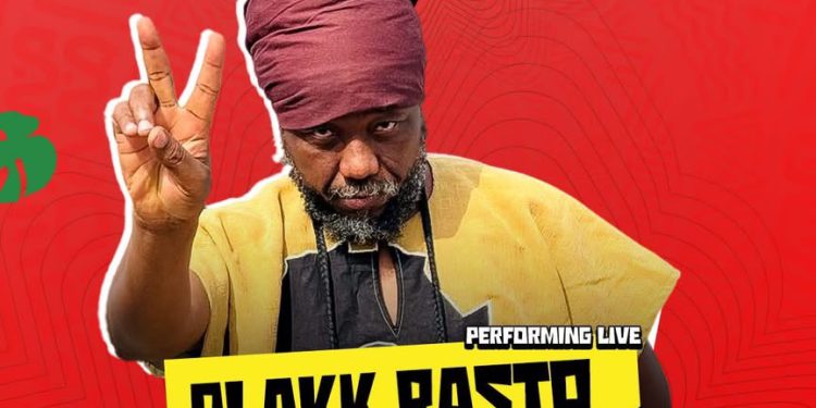 Official Ghana Jamaica Homecoming Festival flyer showing Blakk Rasta performing live on 5 December 2026 at Legon Sports Stadium
