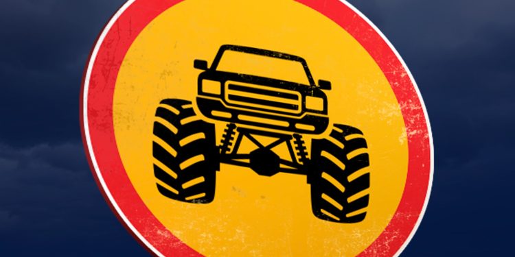 Official artwork for Road Rage by M.anifest and Black Sherif, showing a monster truck on a red and yellow road sign