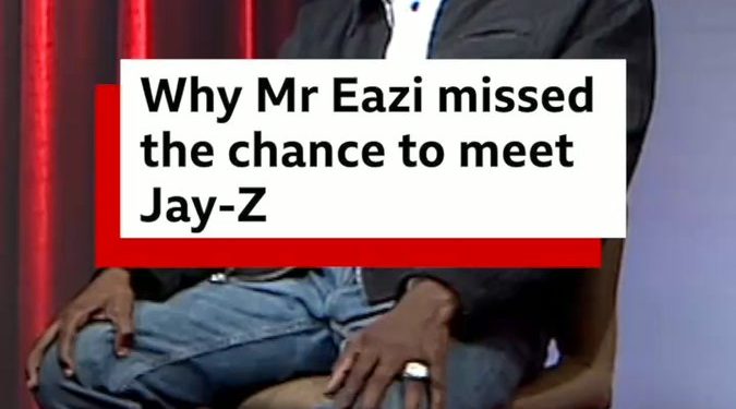 Mr Eazi seated in the BBC Focus on Africa studio during his interview about Jay-Z