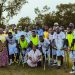 Stonebwoy poses with players and officials of the Black Challenge, Ghana's national amputee football team
